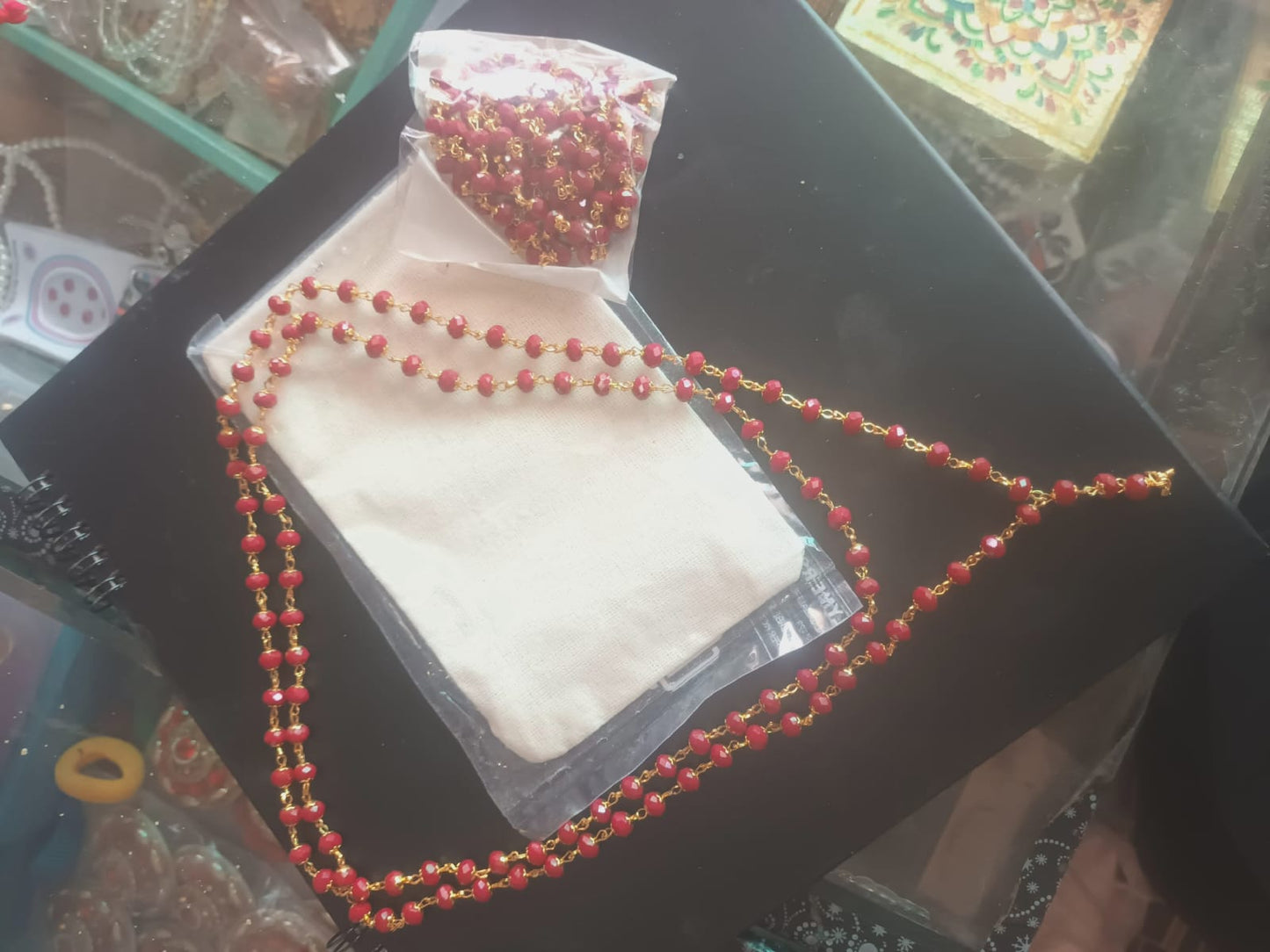 108+3 Artificial Coral Mala. Moonga Japmala. Red Prayer Beads. 111 Beads Mala. Meditation and Yoga.