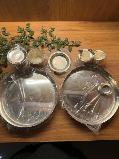 Jain German Silver Pooja Thali Set 8 Inch