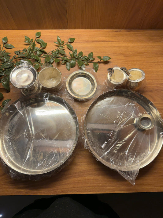 Jain German Silver Pooja Thali Set 8 Inch
