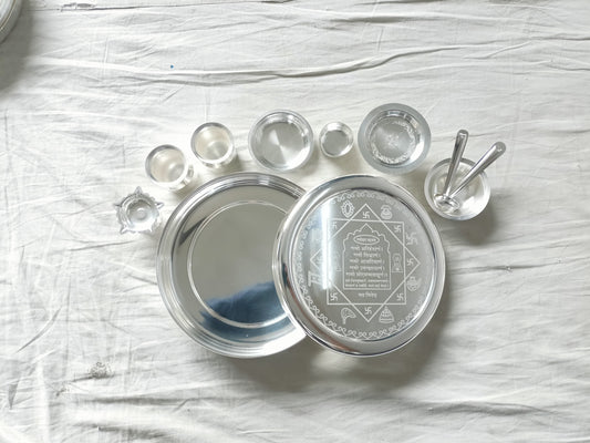 Silver-plated Jain Pooja Thali set